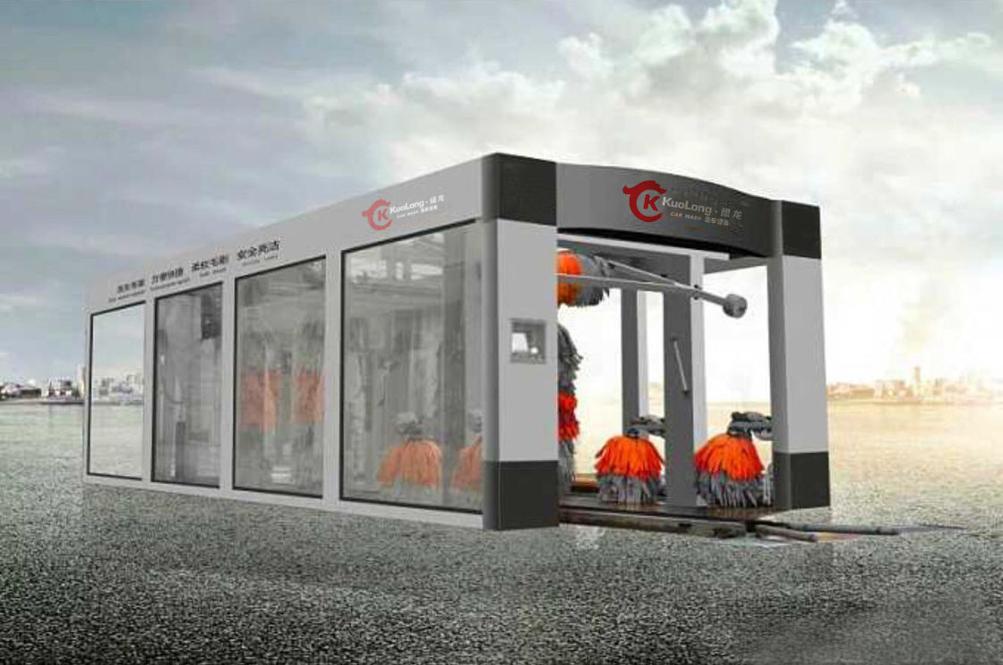 Lavadora de coches de túnel de 15 cepillos con 15 cepillos Cuadro de acero galvanizado y cepillos de tacto suave para larga duración longitud 40000mm